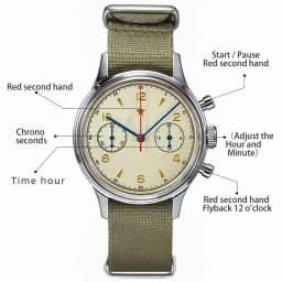 Vintage 1963 Men's Pilot Watch 42mm Retro Quartz Chronograph Waterproof Casual Dress Wristwatch For Couples