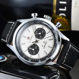 Vintage 1963 Men's Pilot Watch 42mm Retro Quartz Chronograph Waterproof Casual Dress Wristwatch For Couples