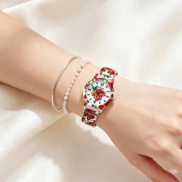 Fashionable Casual Elastic Band Rose Flower Color Women's Quartz Watch Couple's Watch for Men and Women