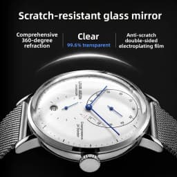 Waterproof Quartz Mens Watch Analog Digital Tempered Glass Double Curved Business Minimalist Wristwatch