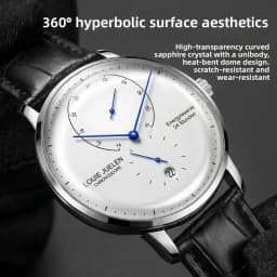 Waterproof Quartz Mens Watch Analog Digital Tempered Glass Double Curved Business Minimalist Wristwatch