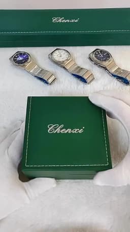 CHENXI Quartz Couple Watch Rhinestone Stainless Steel Watch Luxury Brand Brief Lovers Waterproof Watch Women's Watches