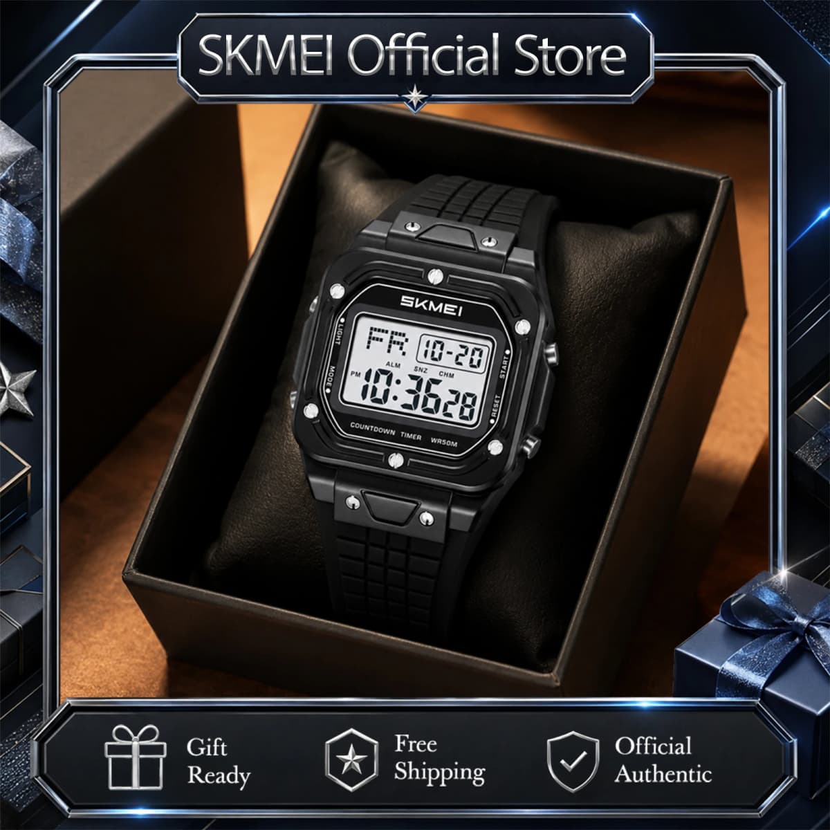 SKMEI 2683 Original Unisex Digital Wristwatch 5Bar Waterproof Women Men Sports Watches EL Backlight Clock Stopwatch Alarm Date