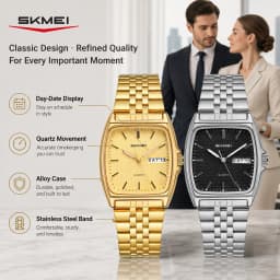 SKMEI 2628 Couple's Quartz Wristwatches 30M Waterproof Men Women Retro Watch Business Unisex Vintage Clock Date Time Chronograph