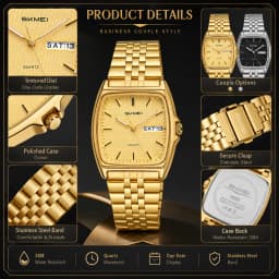 SKMEI 2628 Couple's Quartz Wristwatches 30M Waterproof Men Women Retro Watch Business Unisex Vintage Clock Date Time Chronograph