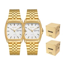 SKMEI 2628 Couple's Quartz Wristwatches 30M Waterproof Men Women Retro Watch Business Unisex Vintage Clock Date Time Chronograph