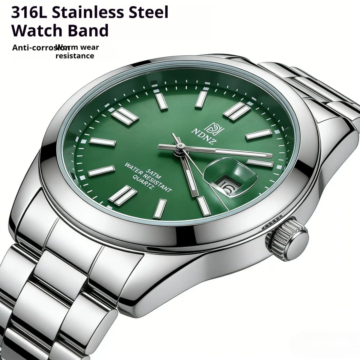NDNZ Luminous Couple Watch Stainless Steel Waterproof Japanese Movement Date Display Luxury Wristwatch