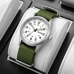 TPW 2026 Luminous 38mm Couple Wrist Watch Arabic Numeral Easy Read Fabric Strap 24hr Date Day Quartz Field Watch