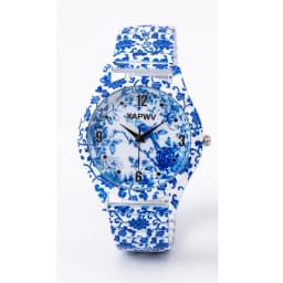 Fashionable Women's Watch, Casual Niche Luxury, Blue and White Porcelain Quartz, New Elastic Strap, Couple's Model, a Pair
