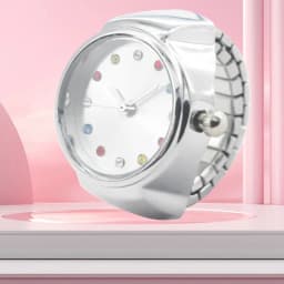 New Hot Sales Creative Diamond-Set Ring Watches With Alloy Cases, Finger Round Dials For Couples And Men