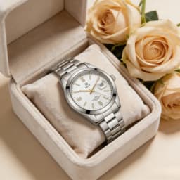 &Luminous Couple Watch Stainless Steel Waterproof Japanese Movement Date Display Luxury Wristwatch