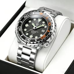 2027QINGXIYA Men Quartz Watch 3 Hand Calendar Sport Waterproof Luminous Wristwatch Silver Black Orange