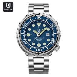 2027QINGXIYA Men Quartz Watch 3 Hand Calendar Sport Waterproof Luminous Wristwatch Silver Black Orange