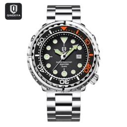 2027QINGXIYA Men Quartz Watch 3 Hand Calendar Sport Waterproof Luminous Wristwatch Silver Black Orange