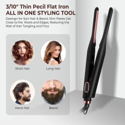 2 in 1 Mini Hair Straightener and Curler 3/10 Inch Small Flat Iron Hair Straightening Styler Pencil Flat Iron for Short Hair