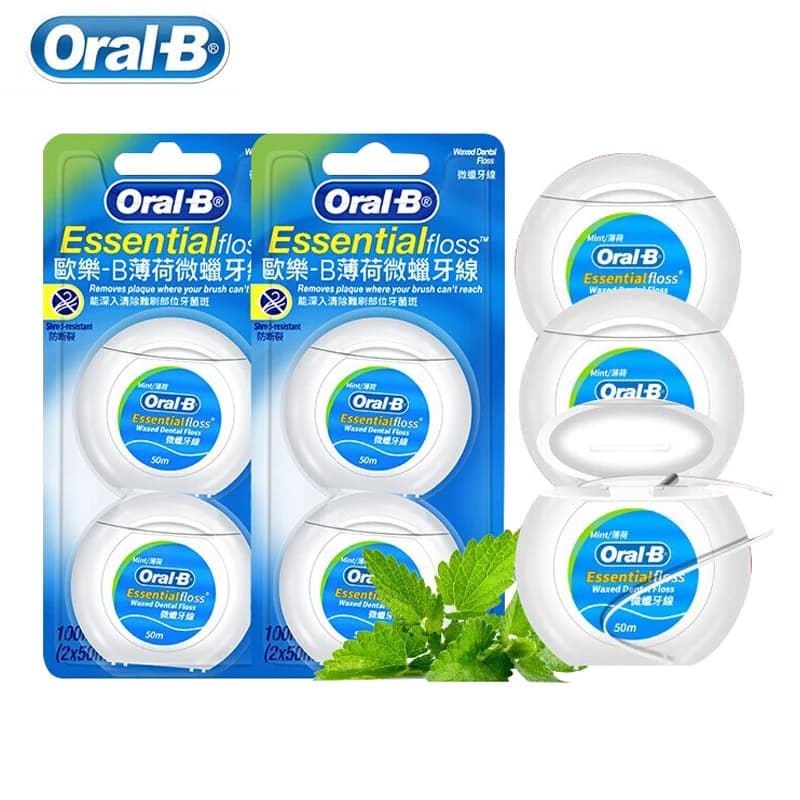 Oral B Essential Floss Smooth Comfort unwaxed Mint Flosser Interdental Deep Clean Remove Plaue Ultra-Fine Dental Floss 50m/Box