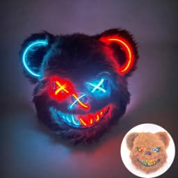 Novelty LED Bloody Furry Bunny Rabbit Bear Mask Realistic Scary Horror Killer Adult Masquerade Cosplay Costume Accessory