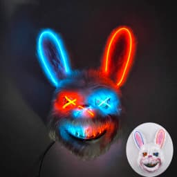 Novelty LED Bloody Furry Bunny Rabbit Bear Mask Realistic Scary Horror Killer Adult Masquerade Cosplay Costume Accessory