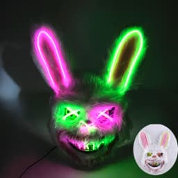 Novelty LED Bloody Furry Bunny Rabbit Bear Mask Realistic Scary Horror Killer Adult Masquerade Cosplay Costume Accessory