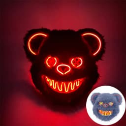 Novelty LED Bloody Furry Bunny Rabbit Bear Mask Realistic Scary Horror Killer Adult Masquerade Cosplay Costume Accessory