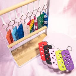 1pcs Black PVC Keychain With Hole Fit Shoe Charms For Car Women Men Kids Metal Pink Colorful Key Rings for Bag Accessories Gifts