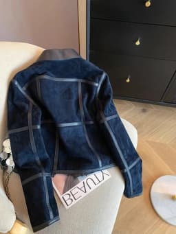 Retro American Style Suede Jacket Short Collar Men Women Fashionable Autumn Winter High End Top Zipper Closure Long Sleeve