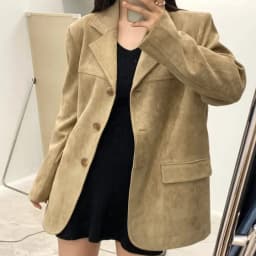 Chic Vintage Women's Leather Jacket Loose Slimming Single Button High-End Feel Deer Skin Velvet Suit Top Commute Style