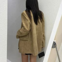 Chic Vintage Women's Leather Jacket Loose Slimming Single Button High-End Feel Deer Skin Velvet Suit Top Commute Style