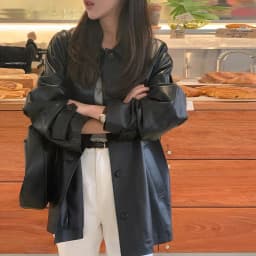 Loose Black PU Leather Jacket Korean Style Fashion Design Spring Autumn New Arrival Street Style Retro Suit Coat for Women