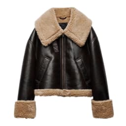 Double-Sided Fleece Biker Jacket with Cuffed Sleeve Leather Contrast Color Zipper Short Outerwear for Women Autumn Winter