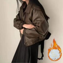 Korean Style Fleece Lined PU Leather Jacket Women's Loose Thickened Short Coat Autumn Winter New Arrival Small Size Top