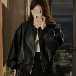 Korean Style Fleece Lined PU Leather Jacket Women's Loose Thickened Short Coat Autumn Winter New Arrival Small Size Top