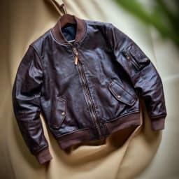 Afashion American Retro Deep Brown Genuine Leather MA1 Flight Jacket Handmade Tea Core Cowhide Washed Casual Fashion Urban Style