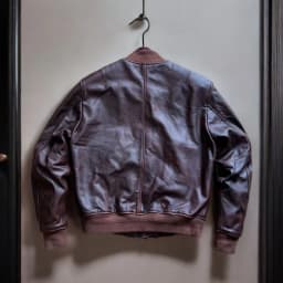 Afashion American Retro Deep Brown Genuine Leather MA1 Flight Jacket Handmade Tea Core Cowhide Washed Casual Fashion Urban Style