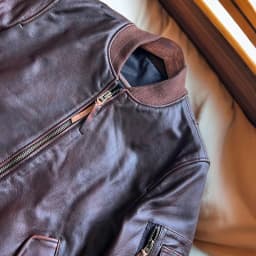 Afashion American Retro Deep Brown Genuine Leather MA1 Flight Jacket Handmade Tea Core Cowhide Washed Casual Fashion Urban Style