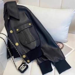 Black PU Leather Biker Jacket Short Design Sensation Spring Autumn Women's Fashion Tagkita Brand Stylish Top Coat