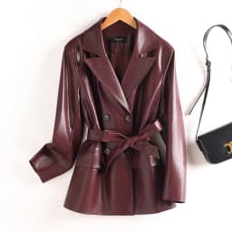 Haining Short Lamb Leather Jacket Women's Slimming Waist Vintage Style Spring Autumn Loose Genuine Leather Windbreaker