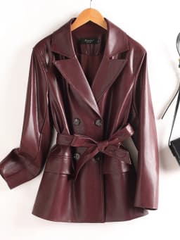 Haining Short Lamb Leather Jacket Women's Slimming Waist Vintage Style Spring Autumn Loose Genuine Leather Windbreaker