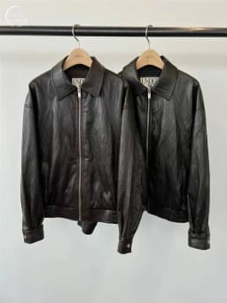 Afashion PREON Autumn Winter Loose Fit Zipper Bright Surface Environmental Leather Jacket Women's Fashion Outerwear PU Leather C