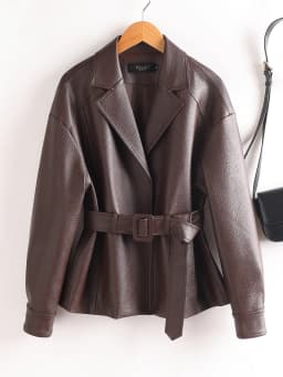 Haining Real Leather Jacket Women's Slimming Vintage Short Style Sheepskin Coat Spring Autumn Waist-Cinching Outerwear New Model