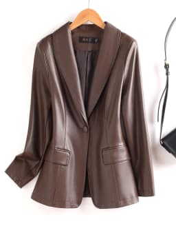 Slim Fit Short Leather Jacket Women's Genuine Sheepskin Korean Style Fashionable Outerwear Coat Commute Style Long Sleeve