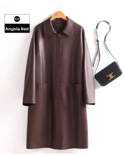 Leather Windbreaker Coat Women's Mid-Length 2026 Autumn New Loose Slimming Casual Sheepskin Coat Outerwear