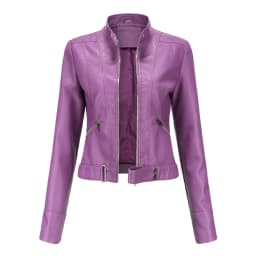 New Short Thin Leather Jacket Women's Stand Collar Spring Autumn Fashionable Ladies' Leather Coat Lightweight Padded