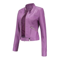New Short Thin Leather Jacket Women's Stand Collar Spring Autumn Fashionable Ladies' Leather Coat Lightweight Padded