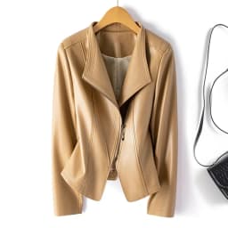 Genuine Leather Women's Short Slim Sheepskin 2025 Spring Autumn Leather Jacket New Long Sleeve Suit Collar Zipper Little Coat