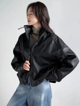 Vintage Genuine Leather Cropped Jackets for Women Spring Autumn 2026 New High-end Simple Stand Collar Bubble Real Sheepskin Coat