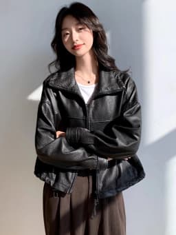 Vintage Genuine Leather Cropped Jackets for Women Spring Autumn 2026 New High-end Simple Stand Collar Bubble Real Sheepskin Coat