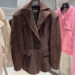 YOLOAgain Vintage Suede Blazer Jacket Women Double Breasted Lapel Dark Brown Genuine Sheepskin Leather Jacket Coat Female