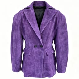 YOLOAgain Vintage Suede Blazer Jacket Women Double Breasted Lapel Dark Brown Genuine Sheepskin Leather Jacket Coat Female