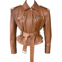 YOLOAgain Real Leather Jacket Coat Women With Belt Genuine Sheepskin Brown Leather Jacket Ladies